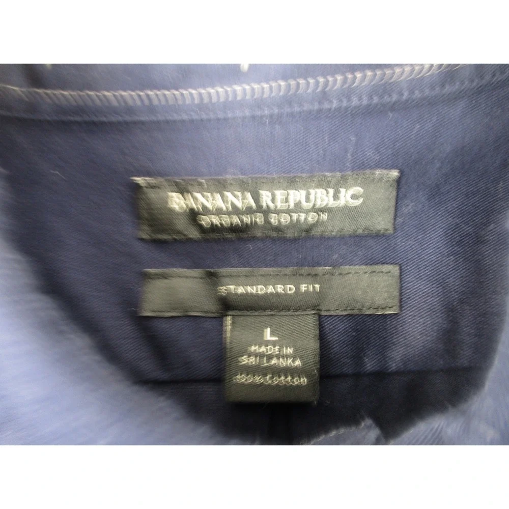 Banana Republic Shirt Mens L Navy Blue Organic Cotton Standard Fit Button Down
